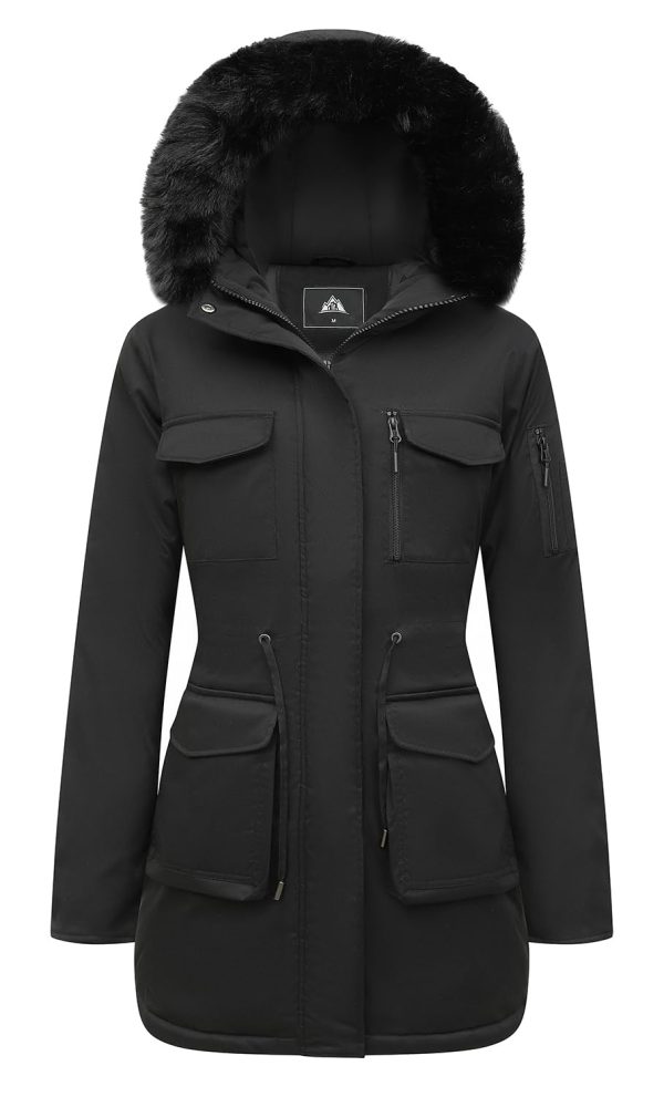 Women's Long Winter Coat Thickened Down Alternative Jacket Warm Puffer Jacket Waterproof Parka