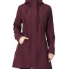 Women's Softshell Long Jacket with Hood Fleece Lined Windproof Warm up Waterproof Windbreaker