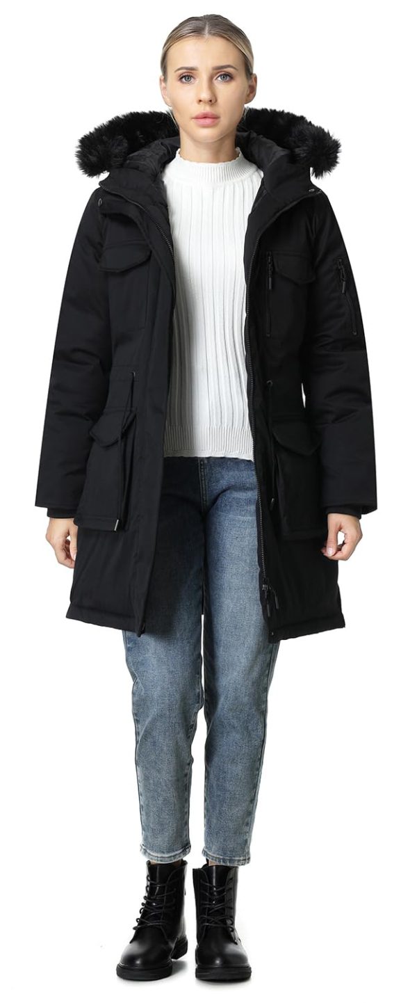 Women's Long Winter Coat Thickened Down Alternative Jacket Warm Puffer Jacket Waterproof Parka