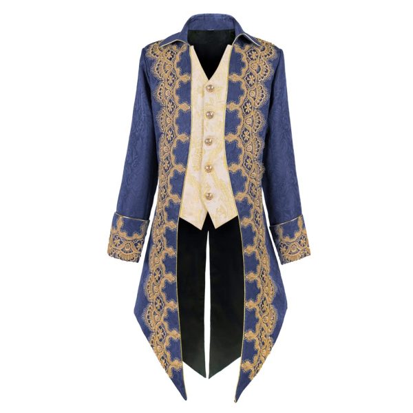 Men Steampunk Medieval Jacket Gothic Victorian Frock Coat Uniform