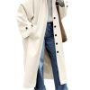 Womens Long Trench Coat Single Breasted Oversized Windproof Classic Lapel Fall Overcoat