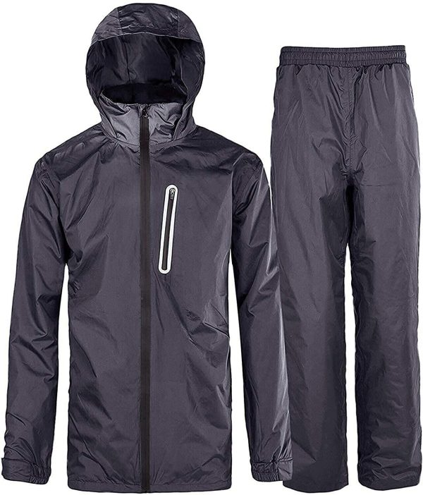 Men Women Rain Suit Waterproof Lightweight Hooded Raincoat Jacket and Pants for Golf, Hiking, Travel