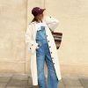 Womens Long Trench Coat Single Breasted Oversized Windproof Classic Lapel Fall Overcoat