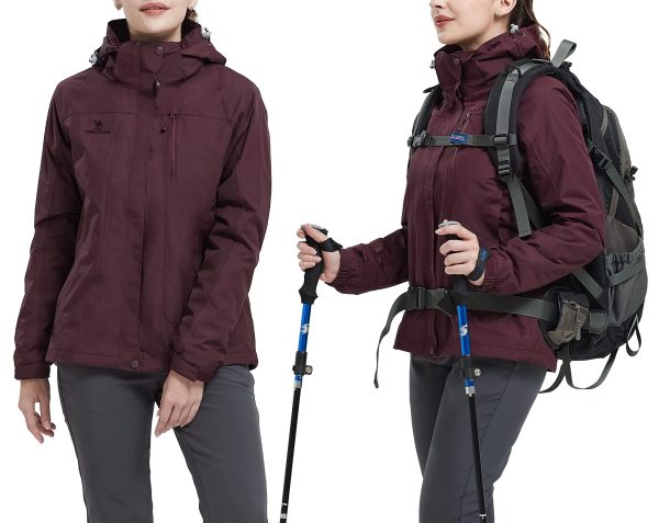 Women's Ski Jacket Waterproof 3 in 1 Winter Jacket Windproof Warm Fleece Hooded Snowboard Mountain Snow Coat