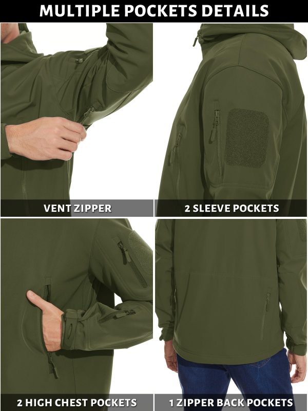 Men's Special Ops Military Tactical Rain Jackets Winter Warm Fleece Softshell Hooded Raincoat Snowboard