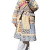 Womens Floral Puffer Jacket Lightweight Long Quilted Down Coats Winter Padded Outwear with Belt