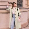 Womens Long Trench Coat Single Breasted Oversized Windproof Overcoat Fashion Outerwear