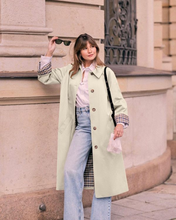 Womens Long Trench Coat Single Breasted Oversized Windproof Overcoat Fashion Outerwear