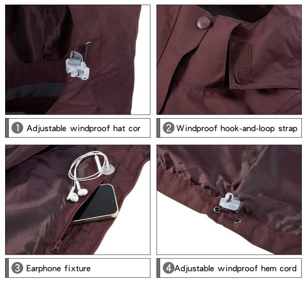 Women's Ski Jacket Waterproof 3 in 1 Winter Jacket Windproof Warm Fleece Hooded Snowboard Mountain Snow Coat