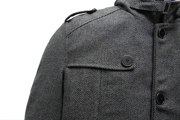 Men's Wool Blend Jacket Stand Collar Windproof Pea Coat