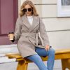 Women's Wool Blend Coat with Pockets Mid-Long Winter Overcoat, Thick Wool & Pea Coats jacket with Belt