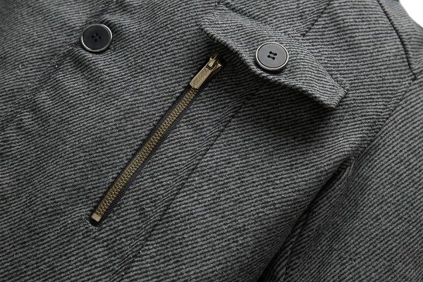 Men's Wool Blend Jacket Stand Collar Windproof Pea Coat