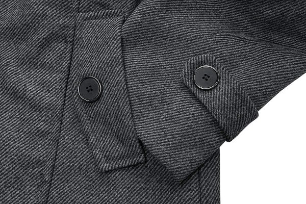 Men's Wool Blend Jacket Stand Collar Windproof Pea Coat