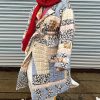 Womens Floral Puffer Jacket Lightweight Long Quilted Down Coats Winter Padded Outwear with Belt