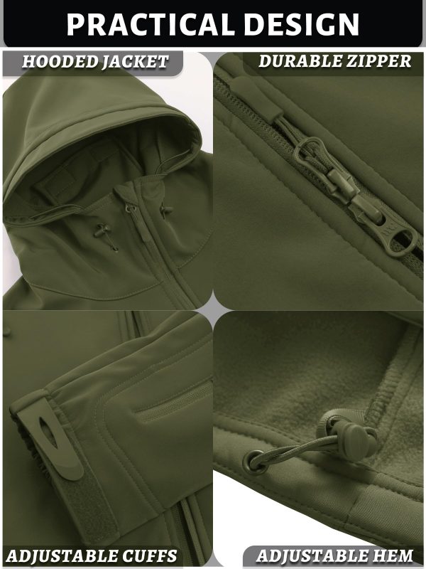 Men's Special Ops Military Tactical Rain Jackets Winter Warm Fleece Softshell Hooded Raincoat Snowboard