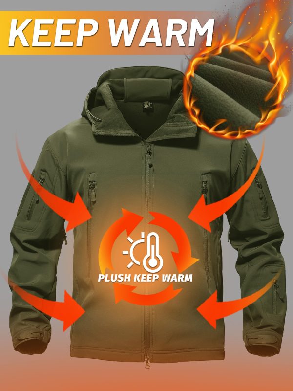 Men's Special Ops Military Tactical Rain Jackets Winter Warm Fleece Softshell Hooded Raincoat Snowboard
