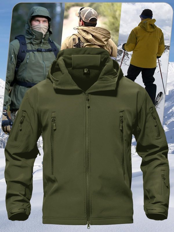 Men's Special Ops Military Tactical Rain Jackets Winter Warm Fleece Softshell Hooded Raincoat Snowboard