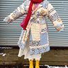 Womens Floral Puffer Jacket Lightweight Long Quilted Down Coats Winter Padded Outwear with Belt